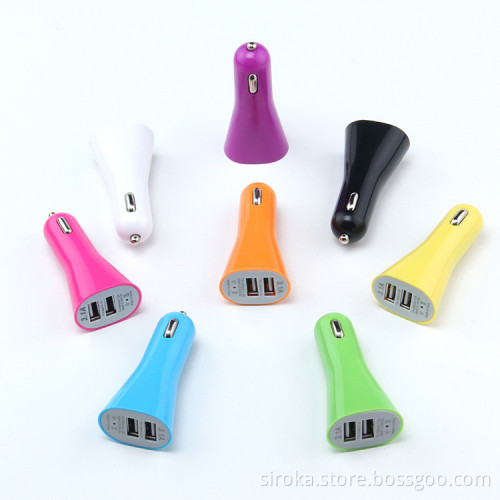 2017 DC 5V 1A or 2.1A Dual USB Car Charger colorful car charger for Apple iPhone